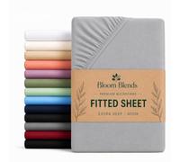 Bloom Blends Extra Deep Fitted Sheet 40cm - Premium Brushed Microfibre, Super Soft & Breathable, Fade & Wrinkle Resistant, Machine Washable, 16 Colours (Grey, Double)
