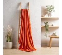 BLOOM BLENDS Flannel Fleece Throw Blanket Fluffy Super Soft Warm for Bed Sofa Couch Chair Lightweight and Cozy Solid Design Throw (Spice Orange, 130 x 150 cm)