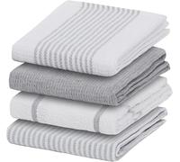 BLOOM BLENDS Kitchen Tea Towel 100% Cotton Kitchen Towels Jumbo Size (75 x 50 cm) Super Absorbent Thick Construction Quick Dry Lint Free Fade Resistant Restaurant Bar Glass (4pk of Grey)