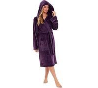 BLOOM BLENDS Ladies Shimmer Fleece Bathrobe Luxury Soft Plush Dressing Gown Cozy Housecoat Loungewear for Women (UK, Alpha, One Size, Regular, Regular, L, Purple)