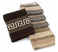 BLOOM BLENDS Luxury Woven Cotton Tea Towels - Set of 5 | Absorbent Kitchen Dish Towels in Grey, Black & Brown (Brown)