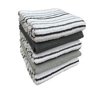BLOOM BLENDS Pack of 5 Terry Cotton Kitchen Tea Towels Super Absorbent Quick Drying Soft Dish Towels for Bar Restaurant Cooking Cleaning and Drying (Silver)