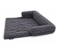 BLOOM BLENDS Square Sofa Pet Bed - Soft Waterproof Pet Cushion with Non-Slip Base for Dogs & Cats (Charcoal, 75x75cm)