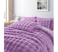 BLOOM BLENDS Square Teddy Fleece Bedding Set - Ultra Soft & Durable Plush Duvet Set with Matching Cushion Covers & Mink Throw Available | 4 Colours (Lilac, Superking)
