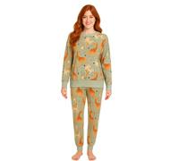 BLOOM BLENDS Women's Printed Fleece Pyjama Set - Soft & Warm Sleepwear, Long Sleeve Animal Print PJs (UK, Alpha, One Size, Regular, Regular, XL, Giraffe)