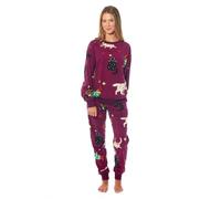 BLOOM BLENDS Women's Printed Fleece Pyjama Set - Soft & Warm Sleepwear, Long Sleeve Animal Print PJs (UK, Alpha, One Size, Regular, Regular, XL, Cats & Dogs)