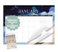 bloom daily planners 2026 Desk Calendar - January to December Large Wall Calendar - 21” x 16” Desktop & Hanging Monthly Planner with Stickers for Home or Office - Paint Strokes