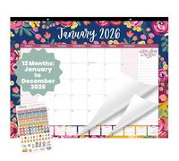 bloom daily planners 2026 Desk Calendar - January to December Large Wall Calendar - 21” x 16” Desktop & Hanging Monthly Planner with Stickers for Home or Office - Vintage Floral
