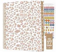bloom daily planners 2026 Planner (January to December) - 8.5” x 11” Weekly & Monthly Dated Agenda Organizer Book with Stickers & Tabs - Flexible Soft Cover - Tan Leopard