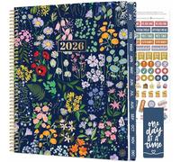 bloom daily planners 2026 Planner (January to December) - 8.5” x 11” Weekly & Monthly Dated Agenda Organizer Book with Stickers & Tabs - Flexible Soft Cover - Garden Party, Navy
