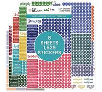 bloom daily planners Bright & Colorful Calendar Essentials Planner Stickers - 8 Sheets, 1629 Stickers Per Pack! - Color Coordinating Monthly Headings, Dates, Icons, Etc. - Happy Seasons
