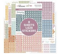 bloom daily planners Calendar Essentials Planner Stickers - 8 Sheets, 1629 Stickers Per Pack! - Color Coordinating Monthly Headings, Dates, Icons, Etc. - Retro Rainbow