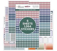 bloom daily planners Color Coding Planner Stickers - 1/4" Minimalist Dot Labels - Six Sheets, 1000+ Stickers Per Pack! - Jewel Tones
