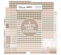 bloom daily planners Color Coding Planner Stickers - Muted Neutrals 1/4" Minimalist Dot Labels - Six Sheets, 1000+ Stickers Per Pack! - Aesthetic Boho