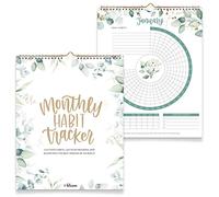 bloom daily planners Hanging Habit Tracking Calendar - Undated 12 Month Inspirational Habit Tracker for Daily, Weekly & Monthly Goals (8” x 10”) Motivational Productivity Tool - Greenery
