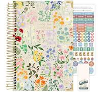 bloom daily planners HARDCOVER 2025-2026 Academic Year Day Planner (July 2025 - July 2026) - A5 Task Goal Organizer - Monthly & Weekly Inspirational Agenda Book - 5.5" x 8.25" - Garden Party, Beige