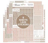 bloom daily planners Muted Neutrals Calendar Essentials Planner Stickers - 8 Sheets, 1629 Stickers Per Pack! - Color Coordinating Monthly Headings, Dates, Icons, Etc. - Aesthetic Boho