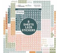 bloom daily planners Neutral Aesthetic Calendar Essentials Planner Stickers - 8 Sheets, 1629 Stickers Per Pack! - Color Coordinating Monthly Headings, Dates, Icons, Etc. - Sweater Weather