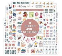 Bloom Daily Planners Rest is Self-Care Planner Sticker Pack - 8 Sheets / 490+ Stickers - Relaxation Themed Illustrations for Mental Health & Wellness - Journaling, Scrapbooking, Planning