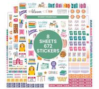 bloom daily planners Student Planner Stickers - 8 Sheets / 500 Stickers - Essential School Themed Variety Pack for Academic Year Planning - Icons & Illustrations to Track Assignments, Exams, & More