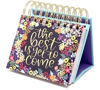 Bloom Daily Planners Undated Perpetual Desk Easel/Inspirational Standing Flip Calendar - (5.25" x 5.5") (The Best is Yet to Come)
