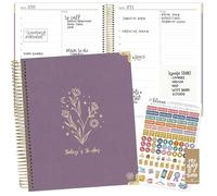 bloom daily planners Undated To-Do List Planner with Hourly Timed Schedule for Appointments - 185 Daily Pages (Half Year) - Hard Cover Page A Day Agenda (7” x 9”) - Purple Linen