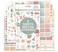 bloom daily planners x Simply Gilded Aesthetic Neutral Planner Stickers (8 Sheets / 435 Stickers) - Bohemian Variety Pack with Gold Foil for Decorating, Planning, Scrapbooking
