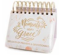 bloom daily planners x Writefully His Undated Perpetual Desk Easel - Religious Inspirational Standing Desktop Flip Calendar - Page a Day - (5.25" x 5.5") - Moments of Grace
