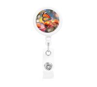 Bloom Flower and Butterfly Retractable Badge Reel Holder with Clip and Keychain Name Badge Reel Funny Cute Badge Clips Id Card Badge Holder for Office Worker Doctor Nurse