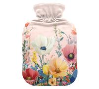 Bloom Flowers Floral Weeds Spring Cute hot Water Bottle with Soft Cover, 1L hot compresses for The Body for Neck and Shoulder Pain Relief