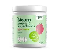 Bloom Super Greens Powder Strawberry Kiwi (30 Servings) with Probiotics, Digestive Enzymes, Spirulina & Chlorella, Sugar-Free