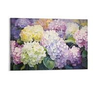 Bloom Hydrangea Canvas Wall Art Modern Beautiful Flower Romantic Botanicals Posters Wall Decor Painting Art for Home Room Artwork