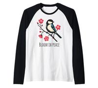 Bloom in Peace Bird and Cherry Blossom Serenity Art Raglan Baseball Tee