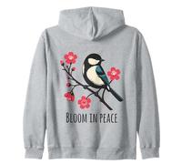 Bloom in Peace Bird and Cherry Blossom Serenity Art Zip Hoodie