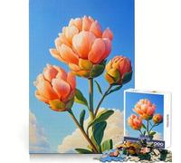 Bloom in Peach Peonies 1000 Pieces Jigsaws Adults Puzzles Mind Power Mind Calming Fun Uniform Edges (38X52CM)