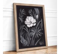 Bloom in Shadow Botanical Framed Wall Art Print A4 (29.7×21cm) Oak, Wall Decor for Living Room, Bedroom, Office & Home, Ready to Hang, Art Gift