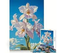 Bloom in White Orchid Puzzles for Teenagers 1000 Pieces Mind Power Easy Relaxation Uniform Edges Thoughtful Gift (50X75CM)