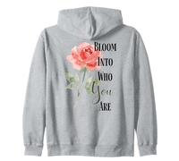 Bloom Into You Rose Quote Zip Hoodie