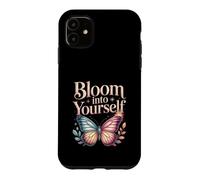 Bloom Into Yourself Butterfly Floral Quote Case for iPhone 11