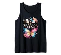 Bloom Into Yourself Butterfly Floral Quote Tank Top