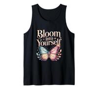 Bloom Into Yourself Butterfly Floral Quote Tank Top