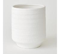 Bloom Medium White Terracotta Vase - Modern Vase For Fresh Or Artificial Flower Stem Bouquet Arrangements - H21.5 X 18.5Cm Diameter