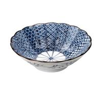 Bloom Minoyaki Blue Japanese Pattern Large Bowl - Traditional Ceramic Bowl Ø25cm, H7.5cm, Ideal for Soup, Rice, and Noodles