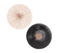 Bloom Minoyaki Traditional Sendan Tokusa Japanese Style Ceramic Dinner Deep Plate - Assorted Colour Ø22cm | H4.5cm (Set of 4) (Black & White)