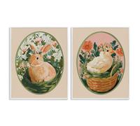 'Bloom Nest Animals'| 2pc Framed Giclee Art Set 2