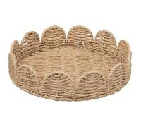Bloom Neutral Scalloped Edge Round Serving Tray Decorative Scalloped Basket Tray for Coffee Table