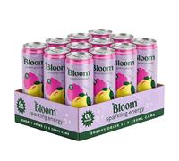 Bloom Nutrition Sparkling Energy Drink Raspberry Lemon 250ml (12 Pack) | Zero Sugar Energy Drink with 80mg Natural Caffeine, Vitamins C, B3 & B5 | Low Calorie and Multivitamin Energy Drink