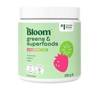 Bloom Nutrition Super Greens Powder Strawberry Kiwi (30 Servings) with Probiotics, Digestive Enzymes, Spirulina & Chlorella, Sugar-Free