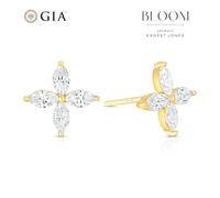 BLOOM Paris 18ct Yellow Gold 0.80ct Lab Grown Diamond Marquise Stud Earrings