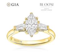 BLOOM Paris 18ct Yellow Gold 1.28ct Lab Grown Diamond Marquise & Tapered Baguette Trilogy Ring
